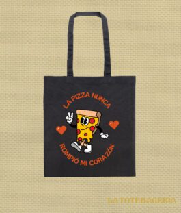 Tote Bag con fuelle «La pizza nunca rompió mi corazón»