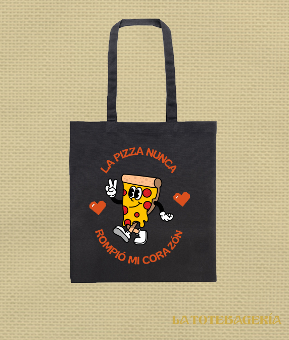 Tote Bag con fuelle "La pizza nunca rompió mi corazón" - Imagen 2