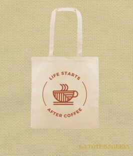 Tote Bag con fuelle «Life starts after coffe»