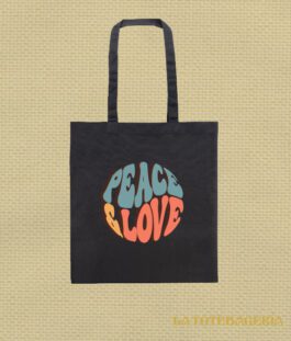 Tote Bag con fuelle «Peace and love»