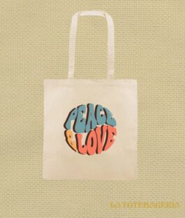 Tote Bag con fuelle «Peace and love»