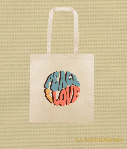 Tote Bag con fuelle "Peace and love"
