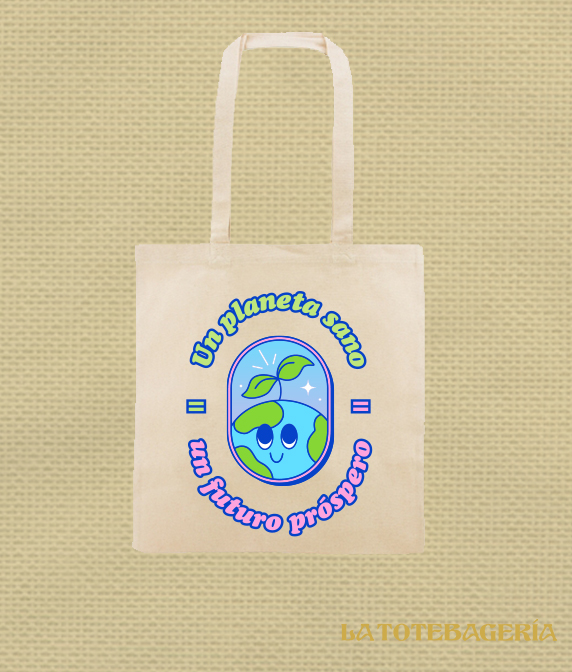 Tote Bag con fuelle "Un planeta sano un futuro próspero"
