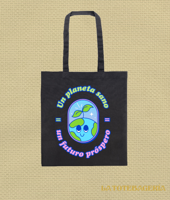 Tote Bag con fuelle "Un planeta sano un futuro próspero" - Imagen 2