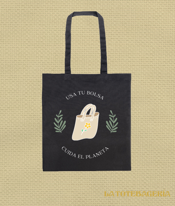 Tote Bag con fuelle "Usa tu bolsa cuida el planeta" - Imagen 2